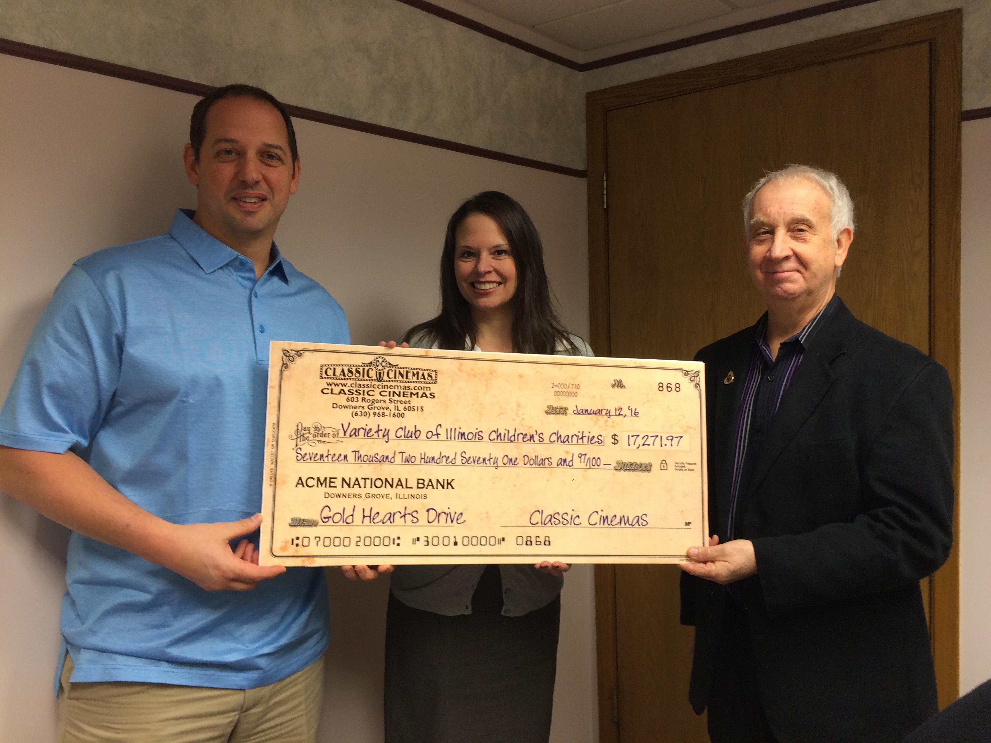 Classic Cinemas Donates Over $17,000 to the Variety Club Children’s Charity