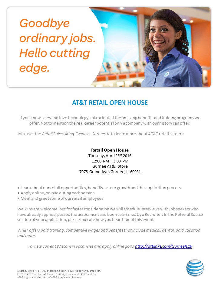 AT&T Hiring Event in Gurnee on April 26